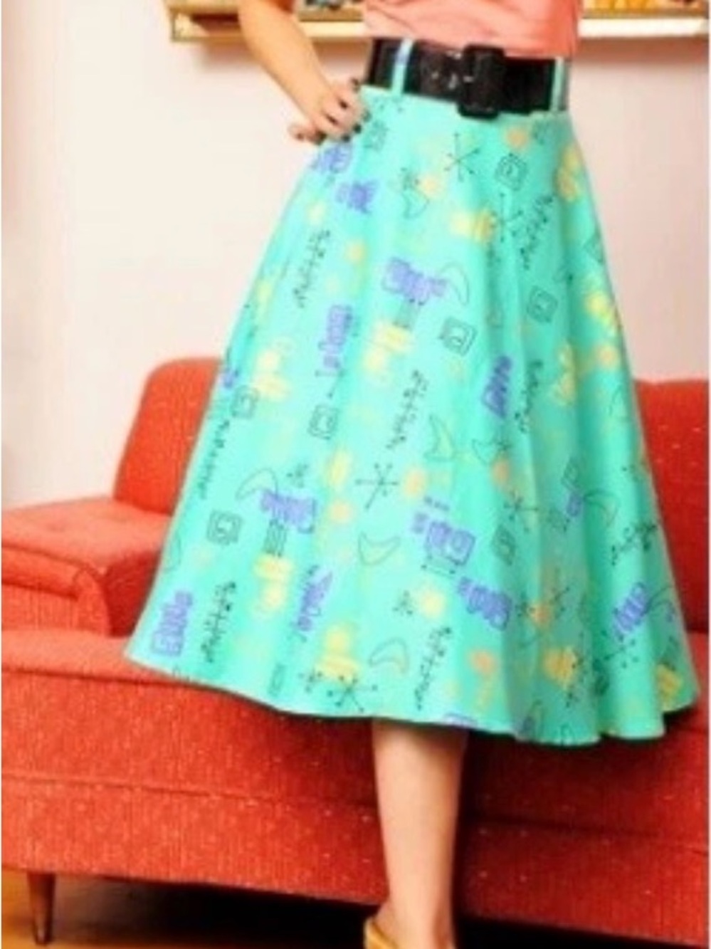Pinup Couture Doris Skirt Mint Atomic Mid-Century Retro PUG XL NWOT